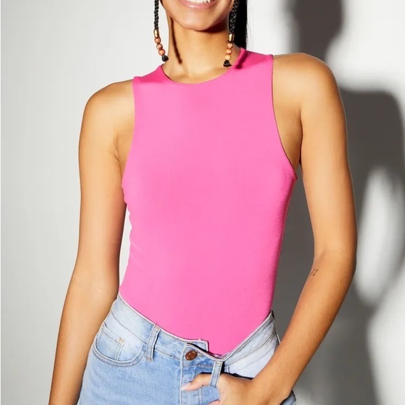 Hot Pink High Neck‎ Contour Bodysuit - Size M - Picture 1 of 5
